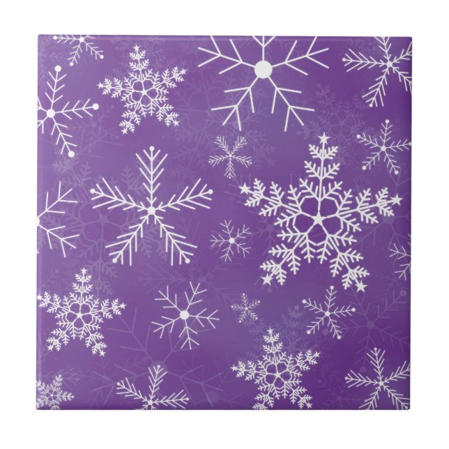 Teste padrão roxo e branco do floco de neve (Frente)