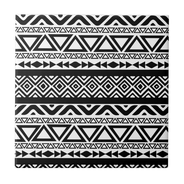 Teste padrão tribal asteca branco preto (Frente)