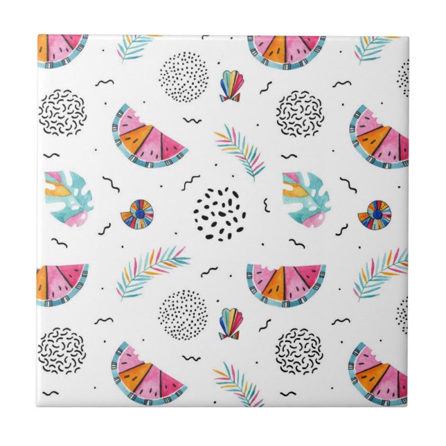 Teste padrão tropical do verão do estilo de (Frente)