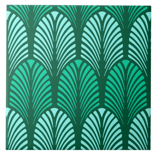 Teste padrão, turquesa e Aqua da pena do art deco (Frente)