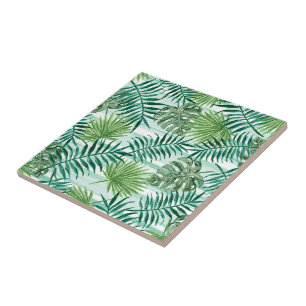 Teste padrão verde tropical chique retro da arte
