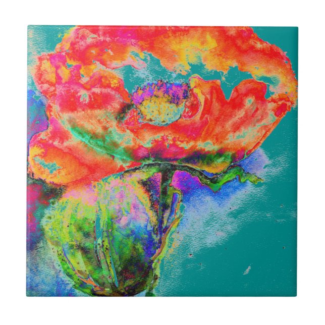 Teto de pintura a aquarela floral vermelho elegant (Frente)