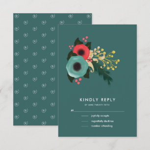 Teto Floral Moderno Placas RSVP de Casamento Rosa