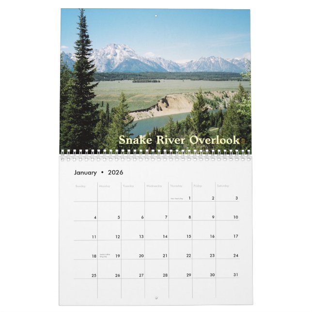 Tetons grande do calendário de Yellowstone 2015 (Jan 2026)