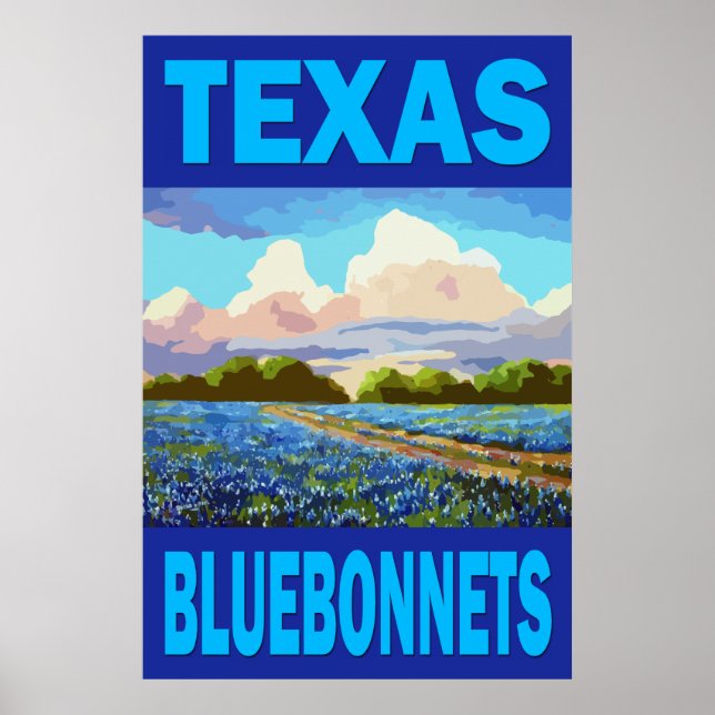 Texas Bluebonnets Art Poster (Frente)