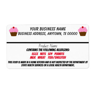 Texas Cottage Comida Law etiquetas de negócios do