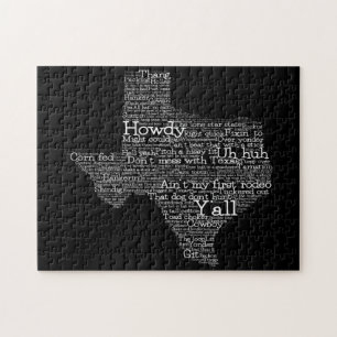 Texas USA Slang Word Art Map Jigsera Quebra-cabeça