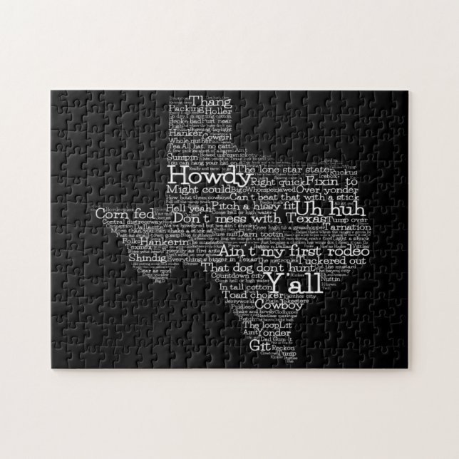 Texas USA Slang Word Art Map Jigsera Quebra-cabeça (Horizontal)