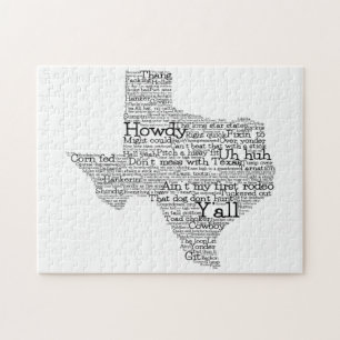 Texas USA Slang Word Art Map Jigsera Quebra-cabeça