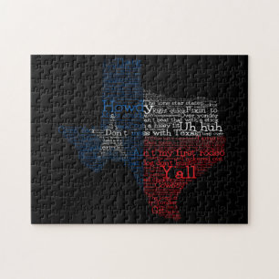 Texas USA Slang Word Art Map Jigsera Quebra-cabeça