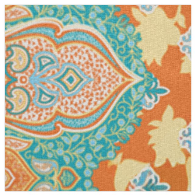 Têxtil de Estrela Floral | Orange Paisley Tecido A (Modelo)