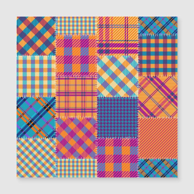 Têxtil de retalhos: padrão de vinheta sem costura. (Frente)