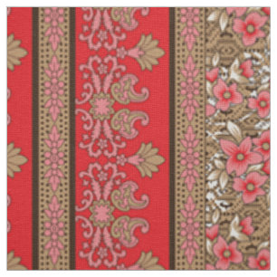 Têxtil de rosa vermelha Paisley Floral Tecido