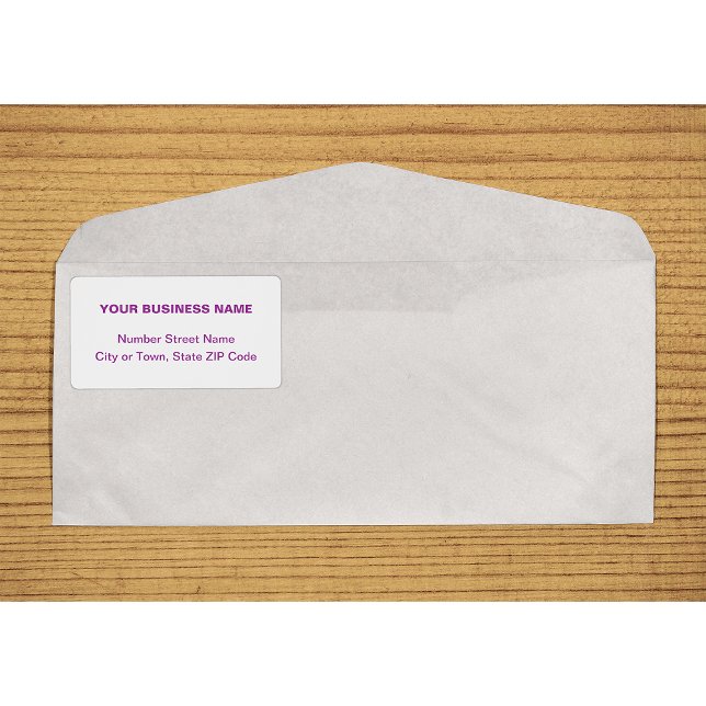 Texto Alinhado ao Centro Baseado em Etiqueta de En (Center aligned purple plain text business shipping label on envelope)