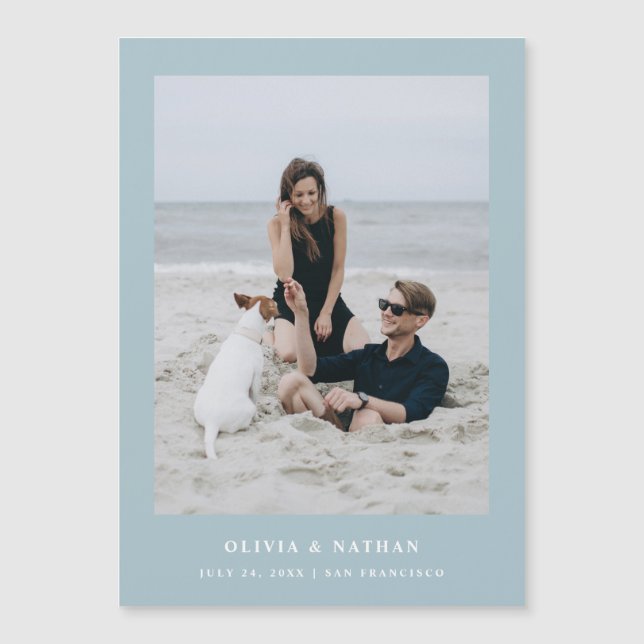 Texto Azul em Pó e Imagem Magnética Salvar a Data (Frente)