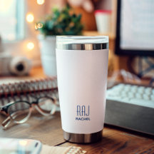 Texto Azul Personalizado Frente e Traseira, Branco