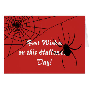 Texto Branco, Aranha e Web, Cartão de Halloween Ve