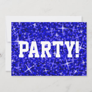 Texto branco de convite Azul Escuro Glitz