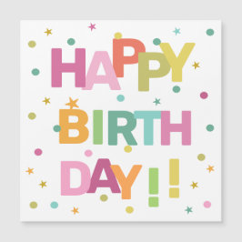 Texto Colorido Confetti e Estrelas Feliz Aniversár