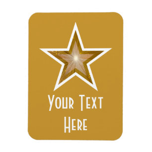 'Texto' com estrela "Dourado", ímã flexível, em