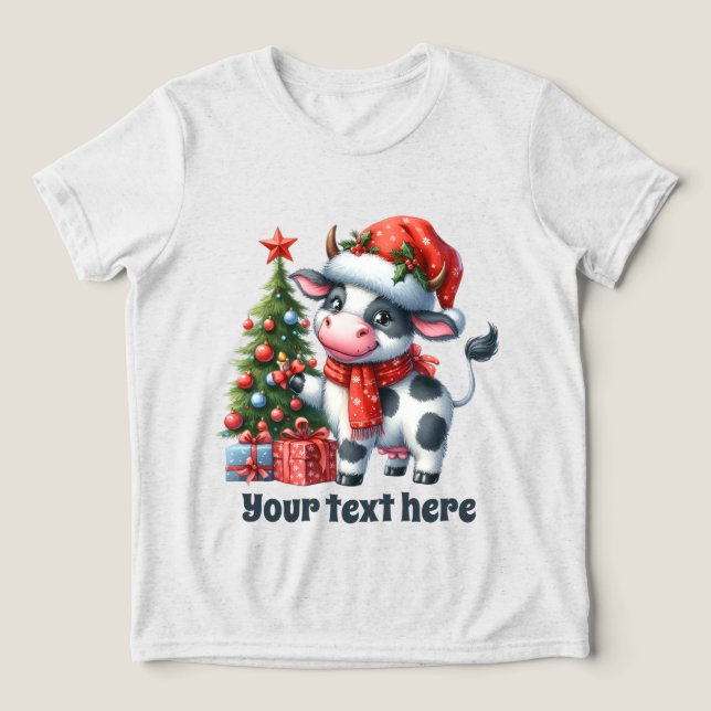 texto de adição de uma vaca de Natal festiva (Design frontal)