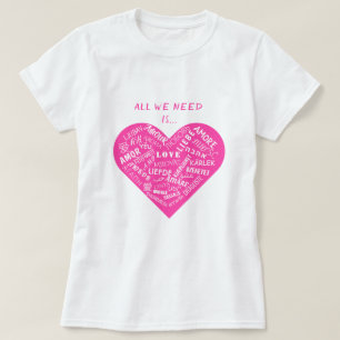 Texto de Camisa de Amor Multilinguagem Presente In