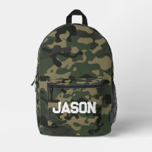 Texto de Camouflagem Nome Personalizado Backpack