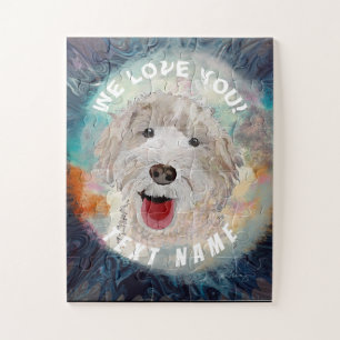 &Texto de Cão Labradoodle Cute de Quebra-cabeça 