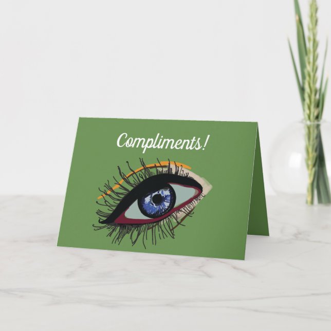 Texto de Desenho de Olhos Cartão de Saudação (Frente)