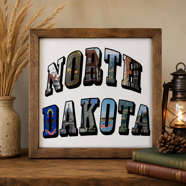 Texto de imagem da Dakota do Norte (North Dakota Picture Text Ceramic Tile)