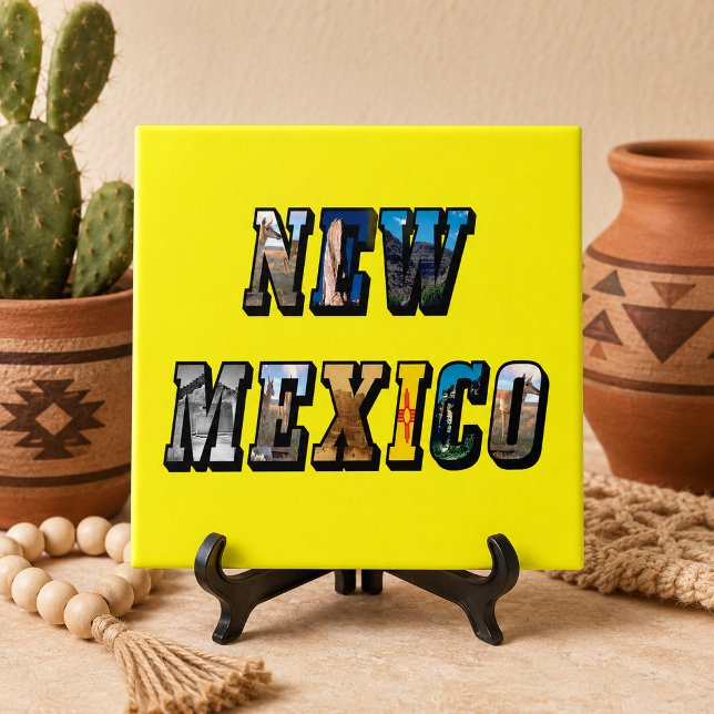 Texto de imagem do Novo México (New Mexico Picture Text Ceramic Tile)