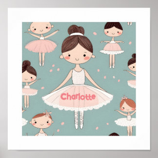 Texto de nome personalizado Feliz Ballerina Poster