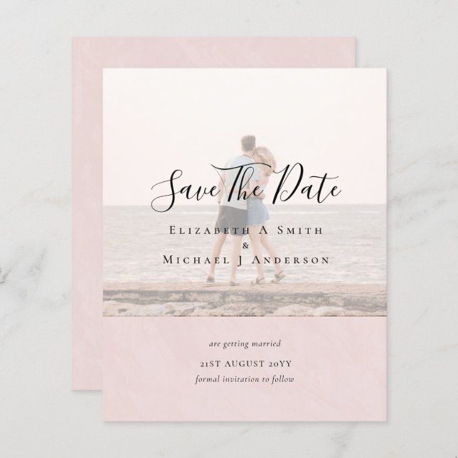 Texto de Sobreposição de Foto Moderna SALVAR DATAS (Frente/Verso)