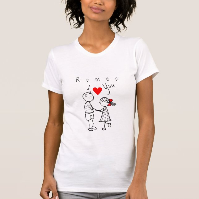 Texto Divertido de Camiseta - Eu Amo Você Romeo Pe (Frente)
