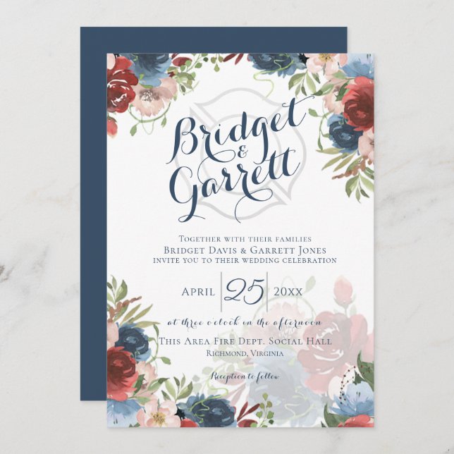 Texto do Designer de Combate a Fogo e Convite Mono (Frente/Verso)