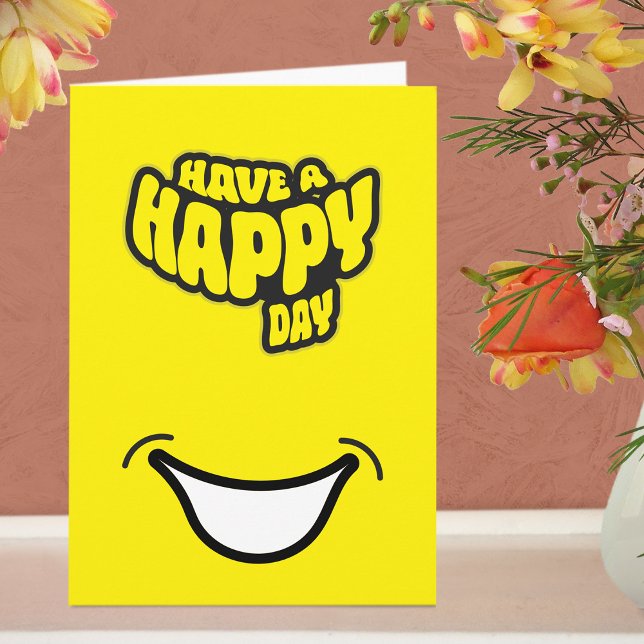 Texto do Dia Feliz (Nascimento) do Moderno Cartão  (Greeting Card - Yellow)