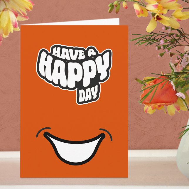Texto do Dia Feliz (Nascimento) do Moderno Cartão  (Greeting Card - Orange Again)