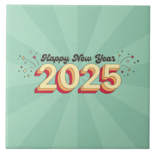 Texto do feliz ano novo de desenho retroativo 2025