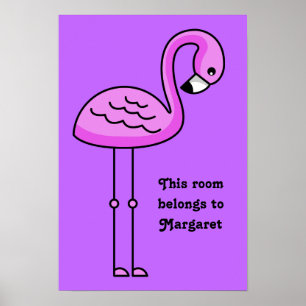 Texto do flamingo cor-de-rosa & poster feitos sob