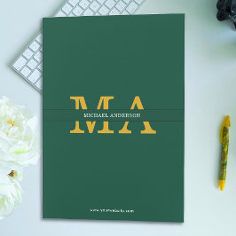 Texto do Nome do Monograma Dourado Verde Clássico