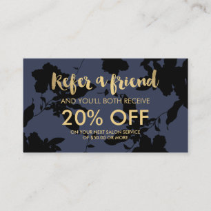 Texto Dourado Floral Preto Cartão de Referência Az
