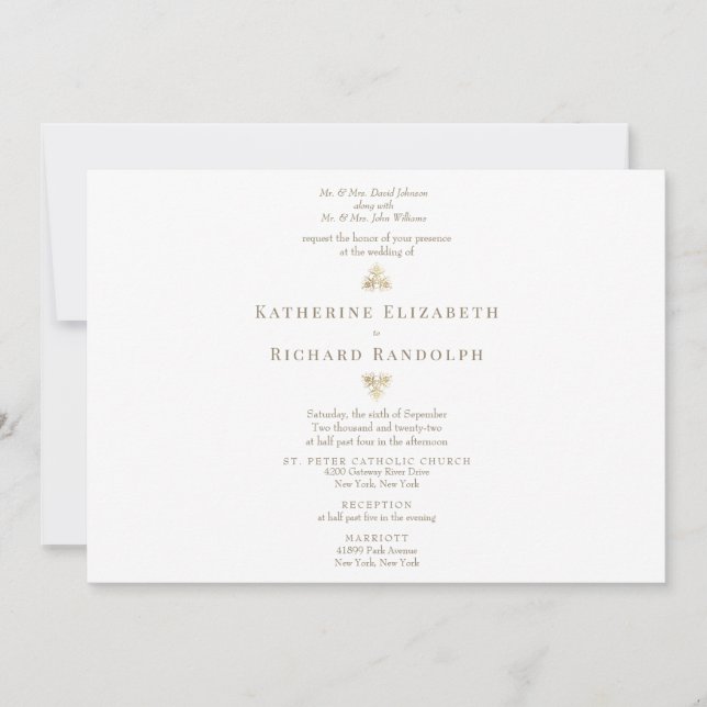 Texto Dourado Formal 2 Local Horizontal (Frente)