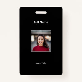 Texto e Foto do Crachá Preto Personalizado