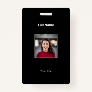 Texto e Foto do Crachá Preto Personalizado