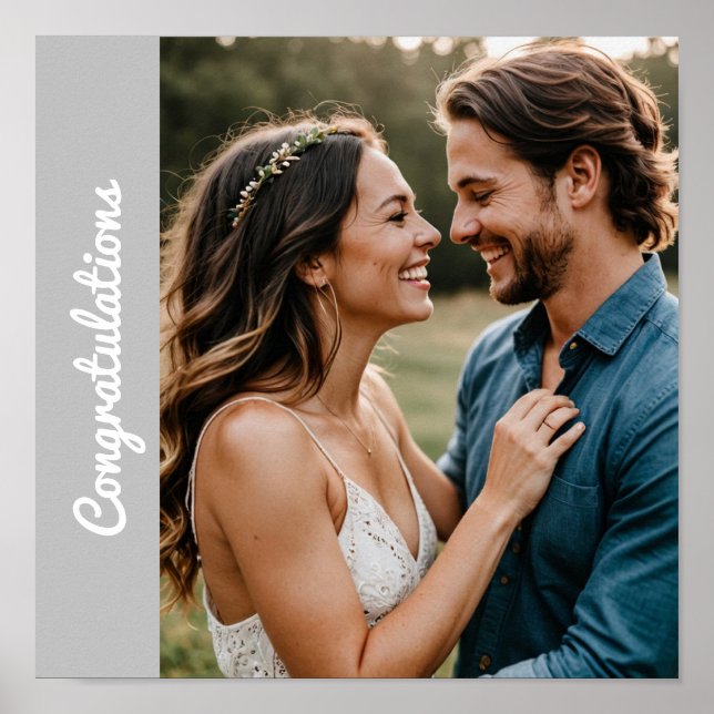 texto e foto personalizados de pôster de engajamen (Frente)