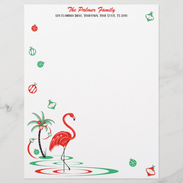 Texto Flamingo Baubles de Natal Vermelho (Frente)