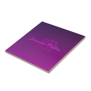 Texto Monogramado Editável Moderno & Ombre Roxo