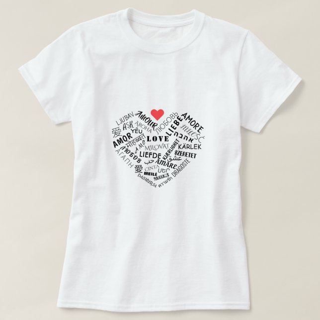 Texto Multilinguagem de Camisa do Amor Internacion (Frente do Design)