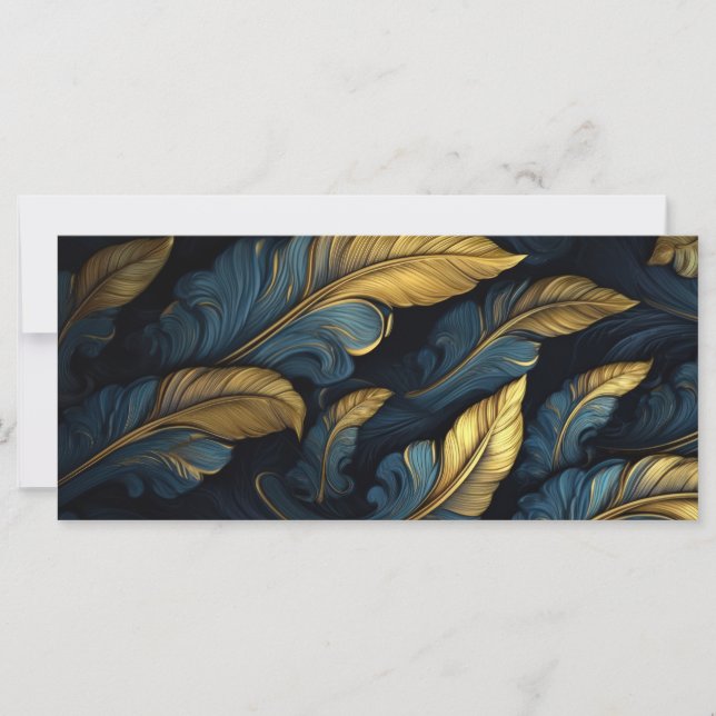 Texto Personalizado Azul - Folhas Douradas (Frente)