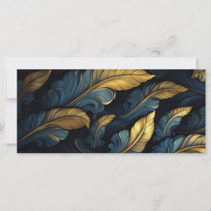 Texto Personalizado Azul - Folhas Douradas